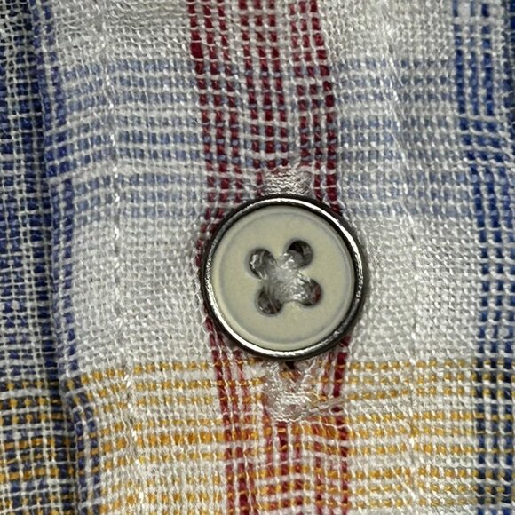 Peter Millar Shirt Mens Large Multi Plaid Linen Button Down Long Sleeve Casual - Picture 5 of 15